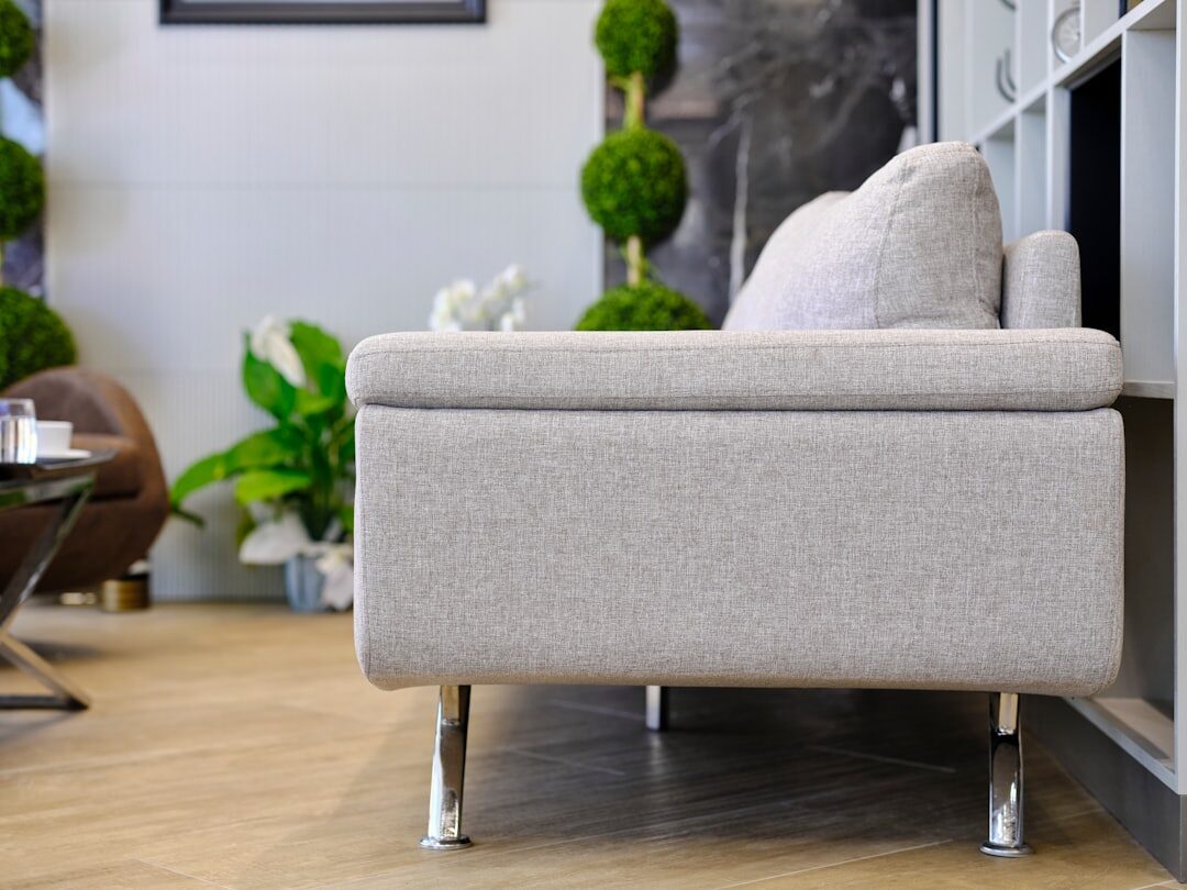 Modern bright office lounge with plants and seating